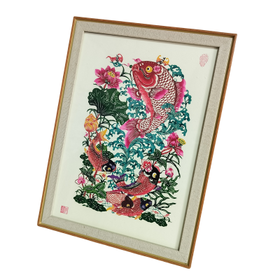 Big carp lotus Colorful paper-cut picture