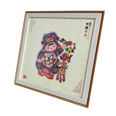 Chinese folk child Colorful  paper-cut picture